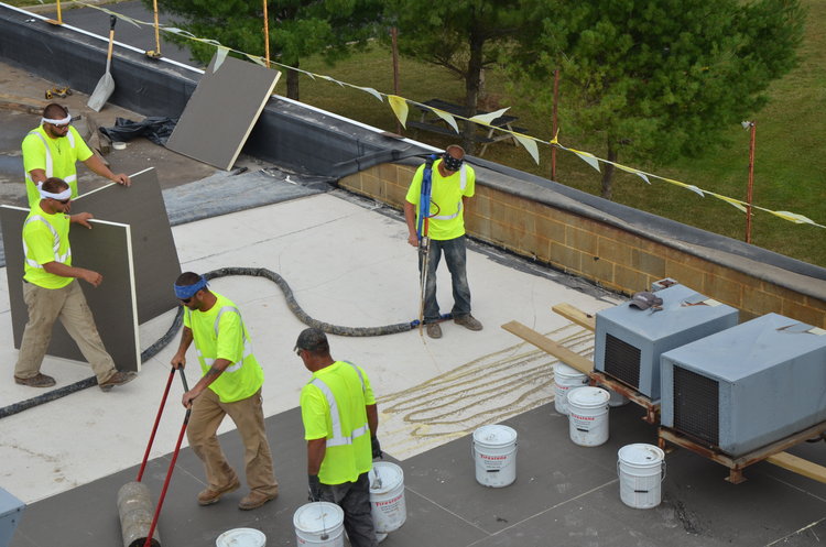 Commercial Roof Team Working