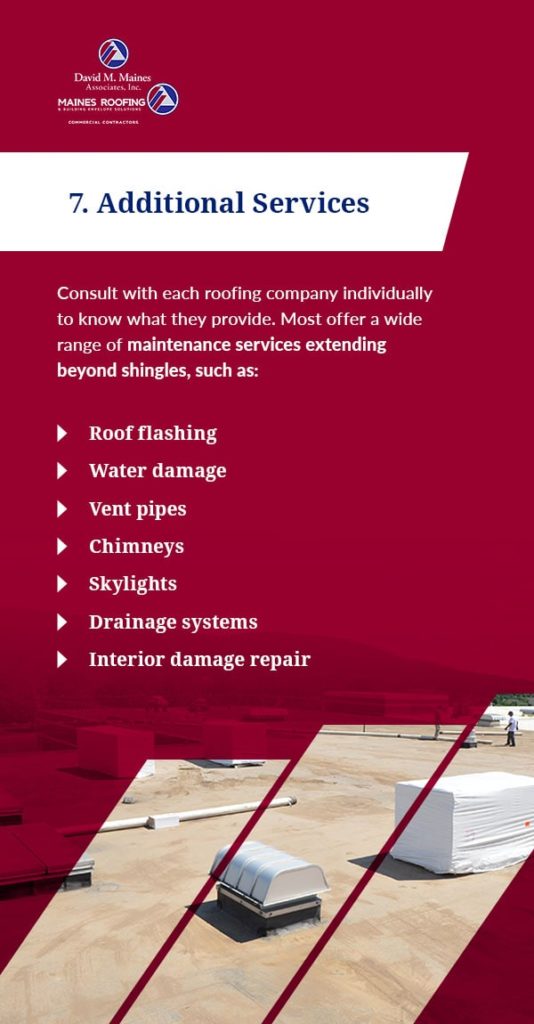 List of additional maintenance services for a commercial roof